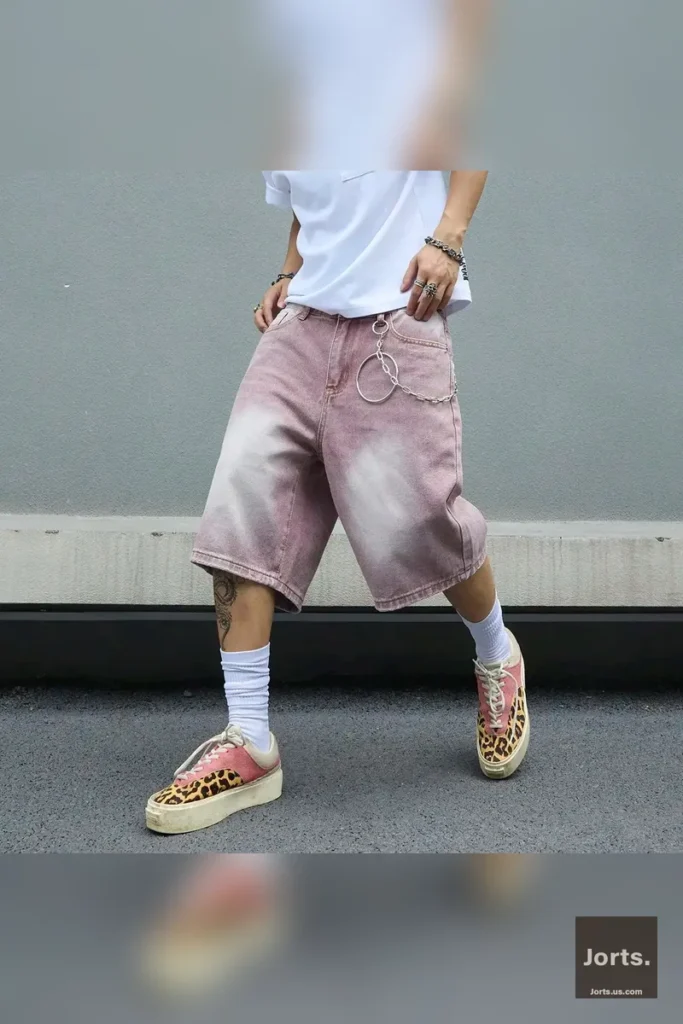 Iconic Pink Gradient Baggy Jorts | Y2K Vintage Denim Shorts